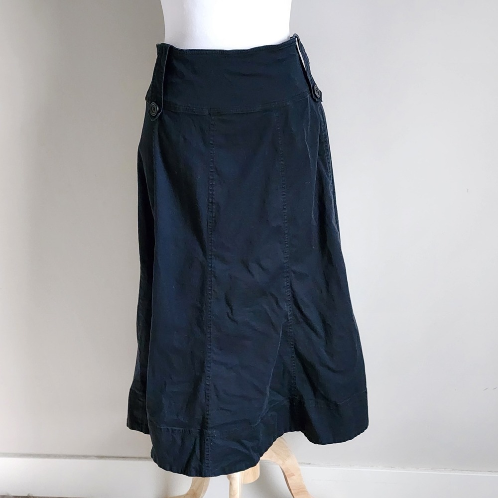 Black Midi Skirt Womens 14 Cotton Goth Minimalist Witchy Whimsigoth A-Line Basic